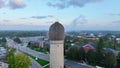 Aerial Twilight Arc of Ypsilanti Water Tower and Surroundings