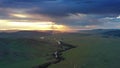 Aerial of mountains landscape in Orkhon valley