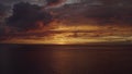 Aerial ascending view of a beautiful colorful sunset at Grand Turk in Caribbean