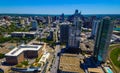 Aerial Austin Texas downtown Skyscrapers and Frost Bank Tower in the distance on a nice day West Side looking East Royalty Free Stock Photo