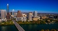 Aerial Austin Texas Skyline South Congress Bridge Looking East