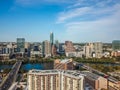 Aerial of Auston Texas from the Congress Avenue Bridge next to t