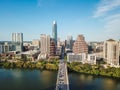Aerial of Auston Texas from the Congress Avenue Bridge next to t