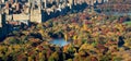 Aerial Autumn View of Central Park and New York City Royalty Free Stock Photo