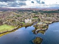 Aerial autumn view of Dunvegan Castle, Isle of Skye