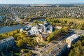 Aerial autumn view of Monastery of the Bare Carmelites in Berdichev, Ukraine