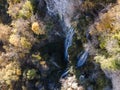 Aerial Autumn view of Polska Skakavitsa waterfall, Bulgaria