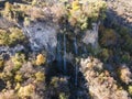 Aerial Autumn view of Polska Skakavitsa waterfall, Bulgaria