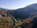 Aerial Autumn view of Polska Skakavitsa waterfall, Bulgaria