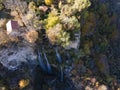 Aerial Autumn view of Polska Skakavitsa waterfall, Bulgaria