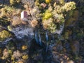 Aerial Autumn view of Polska Skakavitsa waterfall, Bulgaria