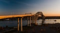 Aerial of Bayonne Steel Arch Bridge - Kill Van Kull - Bayonne, New Jersey and Staten Island, New York City, New York Royalty Free Stock Photo