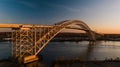 Aerial of Bayonne Steel Arch Bridge - Kill Van Kull - Bayonne, New Jersey and Staten Island, New York City, New York Royalty Free Stock Photo