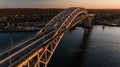 Aerial of Bayonne Steel Arch Bridge - Kill Van Kull - Bayonne, New Jersey and Staten Island, New York City, New York Royalty Free Stock Photo