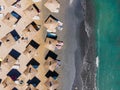 Aerial Beach With People And Umbrellas Near Blue Ocean Waves Landscape Royalty Free Stock Photo