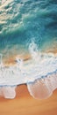 Aerial Beach Sunrise: Teal And Amber Tonalism In 8k Resolution