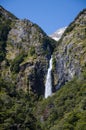 Aerial of the beautiful Devils Punchbowl Waterfall in New Zealand Royalty Free Stock Photo