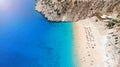 Aerial. Beautiful Kaputas beach with turquoise water, Turkey. Picturesque sea bay in southwestern Turkey. Royalty Free Stock Photo