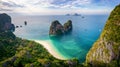 Aerial of the beautiful Phra Nang Cave Beachin Krabi