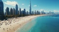 Aerial beautiful shot of Jumeirah Public Beach in Dubai