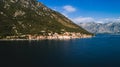 Aerial beautiful view at Perast town. Montenegro Royalty Free Stock Photo