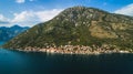 Aerial beautiful view at Perast town. Montenegro Royalty Free Stock Photo