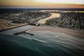 Aerial of Belmar Beach Sunset New Jersey