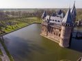 Aerial bird Eye view of De Haar castle, Netherlands Royalty Free Stock Photo