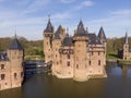 Aerial bird Eye view of De Haar castle, Netherlands Royalty Free Stock Photo