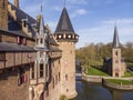 Aerial bird Eye view of De Haar castle, Netherlands Royalty Free Stock Photo