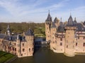 Aerial bird Eye view of De Haar castle, Netherlands Royalty Free Stock Photo