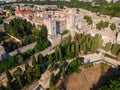 Aerial birds eye view drone photo Rhodes city island, Dodecanese, Greece. Panorama with ancient old fortress and Palace of the Royalty Free Stock Photo