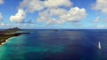 Aerial birds eye view photo taken by drone of Caribbean tropical Island seascape Royalty Free Stock Photo