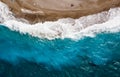 Aerial birds eye view photo taken by drone of Rodos island town, Elli beach, popular summer tourist destination, Dodecanese, Royalty Free Stock Photo