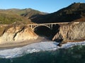 Aerial Bixby Bridge and Pacific Coast Highway, Big Sur, California, USA Royalty Free Stock Photo