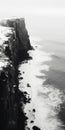 Aerial Black And White Photography Of Cliffs And Beach