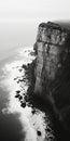 Aerial Black And White Photography Of Cliffs And Ocean