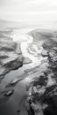 Aerial Black And White Photography Of A Serene Desert River