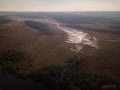 Aerial bog landscape wet quagmire puddles Royalty Free Stock Photo