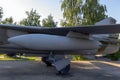 Aerial bomb under the wing of a military aircraft