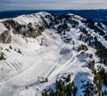 Aerial brauneck ski resort Idealhang Stialm mountain near lenggries - germany alps