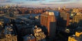 Aerial Brooklyn Bridge, New York City from drone. Top view of Buildings of New York. Historic New York place. Famous New Royalty Free Stock Photo