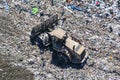 Aerial of bulldozer at work, BC, Canada