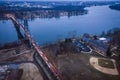 Aerial of Burlington Bristol Bridge Overlooking PA