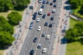 Aerial of busy road and sidewalk traffic with cars and people at Potsdamer Platz in Berlin Royalty Free Stock Photo