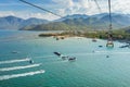 Aerial cable car over ocean in Nha Trang, Vietnam