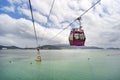 Aerial cable car over ocean in Nha Trang,