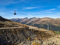 Aerial cable car to the Jakobshorn from Davos Klosters Mountains. Gondola lift with a beautiful view of the mountains, Royalty Free Stock Photo