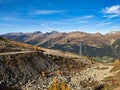 Aerial cable car to the Jakobshorn from Davos Klosters Mountains. Gondola lift with a beautiful view of the mountains, Royalty Free Stock Photo