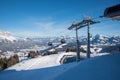 Aerial cableway Hartkaiser mountain, ski resort Ellmau tirol in winter